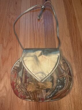 Dillard's Made Italy Tapestry Patchwork Shoulder Bag Boho Purse